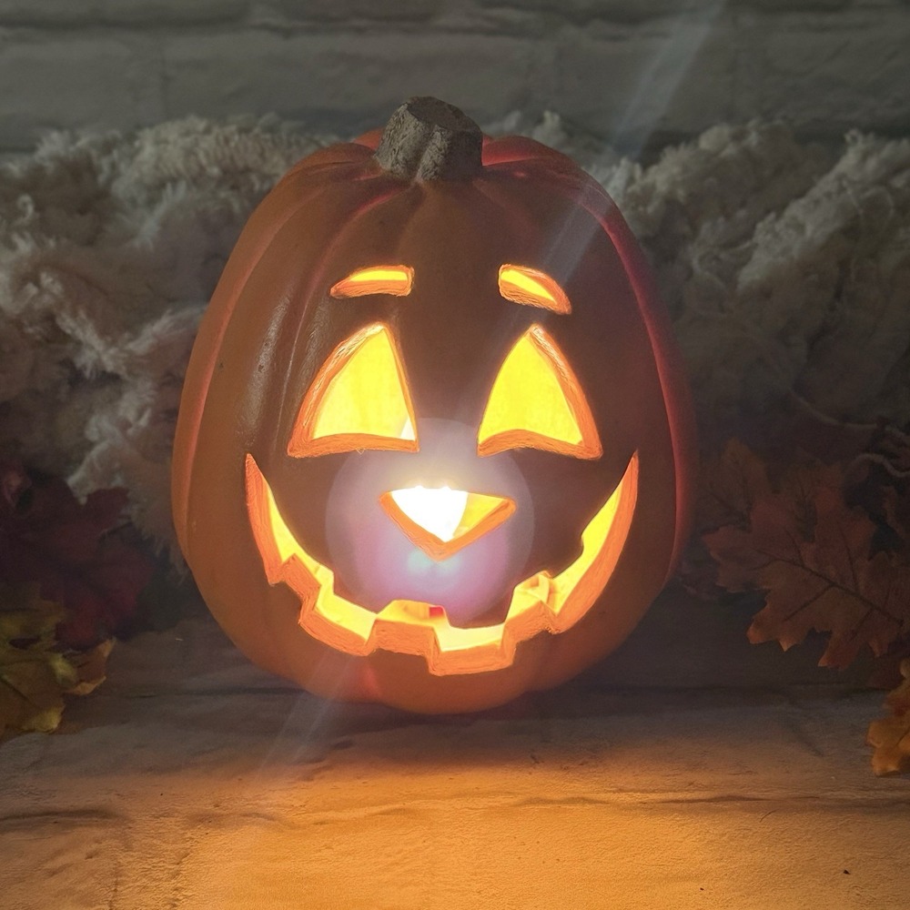 Vtg Halloween Jack-O-Lantern Light Up Pumpkin Foam Blow Mold Paper Magic Group